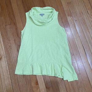 Habitat Sleeveless Flounce Top Womens Size Small S Cowl Neck Lime Green Cotton